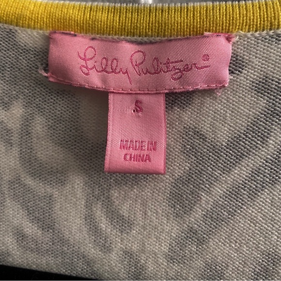 Lilly Pulitzer Adelaide Sweater Navy Coral Design Long Sleeves V-Neck - Picture 5 of 7